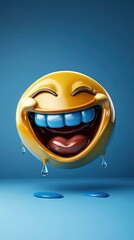 Canvas Print - 3D rendering of a laughing emoji with tears of joy.