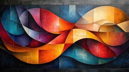 Canvas Print - Abstract art; colorful, flowing, geometric shapes.