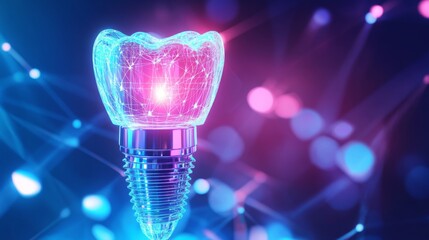 Aufkleber - Digital representation of a dental implant showcases advanced ai technology.