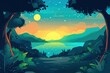 © PixelNexa - Nighttime Landscape with Mountain Silhouette and a Tranquil Lake