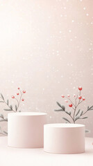 Wall Mural - Beautiful winter podium, pedestal for displaying products or cosmetics