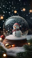 Wall Mural - Snow globe with a cute snowman inside