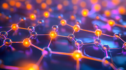 Wall Mural - close-up of glowing molecular structures, illustrating the intricate beauty of science and technolog