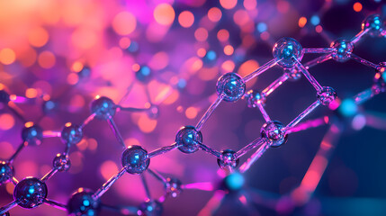 Wall Mural - close-up of glowing molecular structures, illustrating the intricate beauty of science and technolog