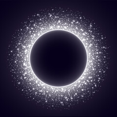 Wall Mural - white glowing frame with stars and sparkles, stardust shiny border, glimmer design element. vector i