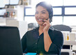 © peopleimages.com - Consultant, call center and laptop with business woman in office for communication, contact us and sales agent. Telemarketing, crm and help desk with person in agency for consulting and hotline