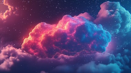 Wall Mural - Luminous Cloud Formation In A Starry Night Sky