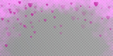 Poster - Romantic Valentine's Day background with falling hearts with pink light and smoke.