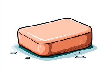 Poster - A simple, clean illustration of a rectangular eraser with rounded edges, drawn in soft pastel colors on a white background