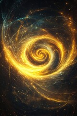 Wall Mural - A mesmerizing cosmic swirl of golden hues and sparkling stars, evoking a sense of wonder and exploration.