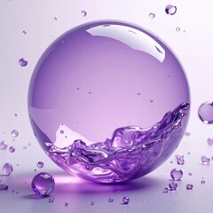 Poster - Purple liquid sphere with many small bubbles. Liquid transparent. Abstract design. Modern, elegant visual. Perfect for beauty products, fashion, tech. Trendy color scheme. Elegant design perfect for