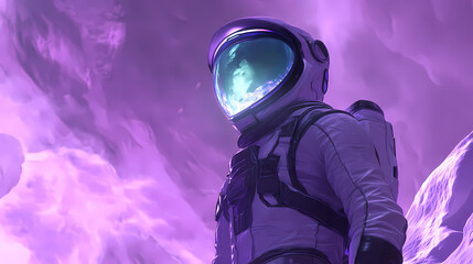 Canvas Print - astronaut otherworldly purple light