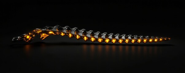 Wall Mural - pain, office ergonomics concept. digital rendering of glowing spine highlighting ergonomic pain poin