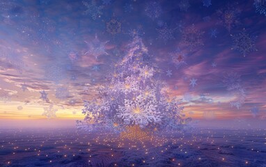 Wall Mural - An abstract Christmas background with a tree 