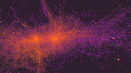 Wall Mural - abstract orange and purple particle stream.