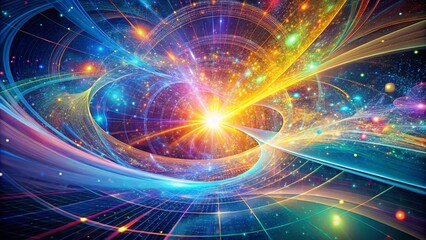 Wall Mural - a symphony of luminous trails and celestial particles, interweaving in a cosmic ballet of vibrant hu