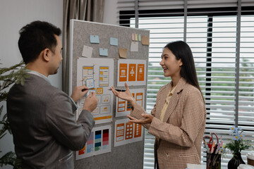 Wall Mural - creative planning phone app development template layout, user experience concept, website designer, 