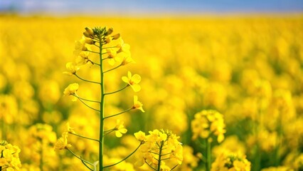 Wall Mural - colza flower blooming in a field of rapeseed plants , agriculture, oilseed, biodiesel, canola, growt