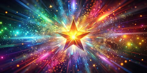 explosion star with colorful particles on abstract background, explosion, star, particles, abstract,