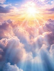 Wall Mural - golden light shines through soft pink clouds