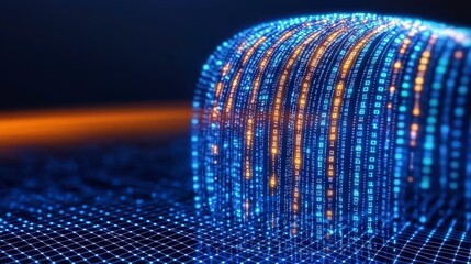 Futuristic Data Flow  Digital Rain  Binary Code  Abstract Technology Background