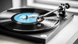 © PixelCraft - Vinyl record playing home music setup audio equipment indoor close-up nostalgic vibes for music lovers