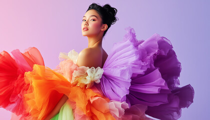Wall Mural - Presentation fashion design wallpaper with large blank space for text. Generative AI.	