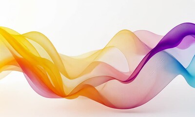 Wall Mural - abstract rainbow wave design: colorful flowing lines on white background