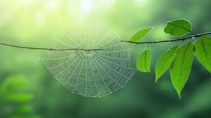 Captivating spider web found in nature's greenery close-up photography tranquil environment macro viewpoint