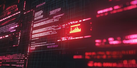 A computer screen shows signs of a cyber attack with a warning message, while a hackers code runs in the background of the investigation process.