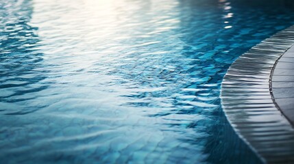 Leinwandbilder - Closeup of Rippling Blue Water by Pool Edge Under Soft Sunlight : Generative AI