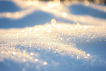 Wall Mural - abstract winter background with snow and golden bokeh lights