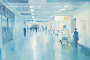 Wall Mural - Serene Hospital Corridor - A Pastel Impression of Medical Calm