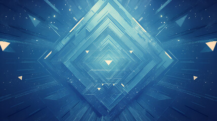 Wall Mural - Abstract Blue Geometric Digital Space Tunnel