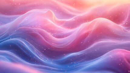 Leinwandbilder - Abstract Smooth Wave Pattern with Glossy Plastic Textures in Pastel Pink and Blue Colors