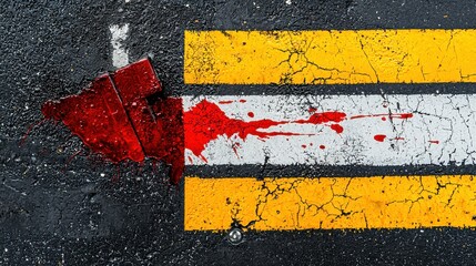 Aufkleber - Red wine stains on a pedestrian crosswalk urban street low resolution image grungy environment close-up view artistic concept