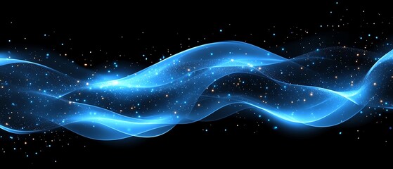 Poster - A glowing abstract blue network with luminous points and smooth connections, illustrating the power of digital networks and technology