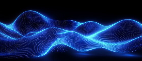 Fototapete - A glowing abstract blue network with luminous points and smooth connections, illustrating the power of digital networks and technology