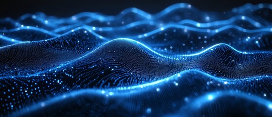 Aufkleber - A glowing abstract blue network with luminous points and smooth connections, illustrating the power of digital networks and technology