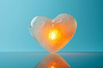 Wall Mural - Valentine dreamy mood. Translucent heart sculpture with glowing center.