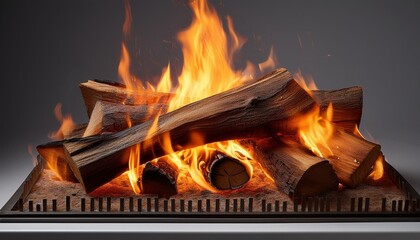 Wall Mural - fire burning in fireplace