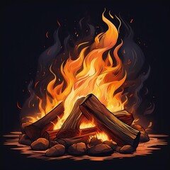 Wall Mural - fire in the fireplace