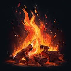 Wall Mural - fire in the fireplace