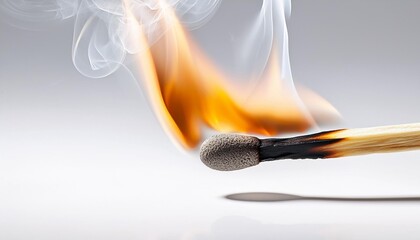 Wall Mural - burning match on black background