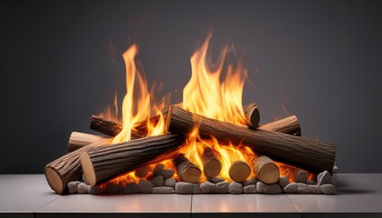 Wall Mural - fire in fireplace