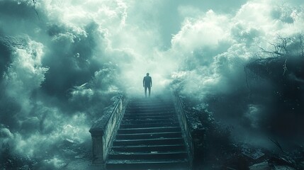 Canvas Print - Surreal Staircase to Heaven: A Dreamlike Journey