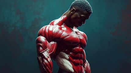 Poster - Muscular Male Anatomy: A Powerful 3D Render