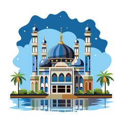 Canvas Print - A flat style illustration of eastern mosque 