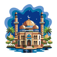 Canvas Print - Great mosque flat style illustration 