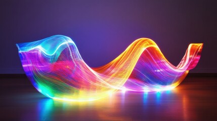 Wall Mural - Chromatic light play with a spectrum of neon hues flowing seamlessly together
